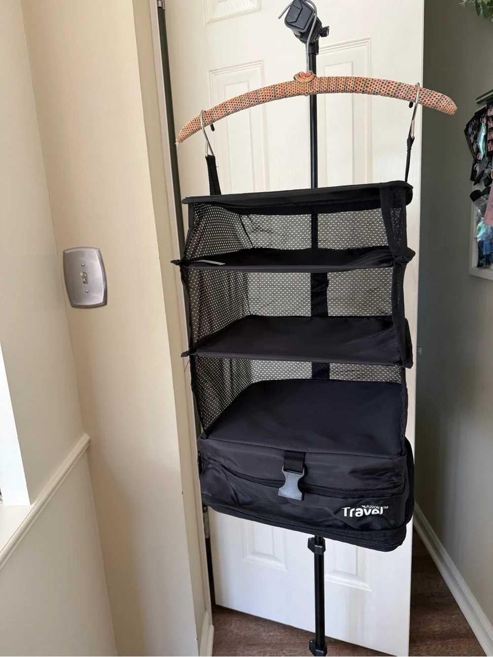ravel Hanging 4-Tier Black Closet Organizer with Zip Storage